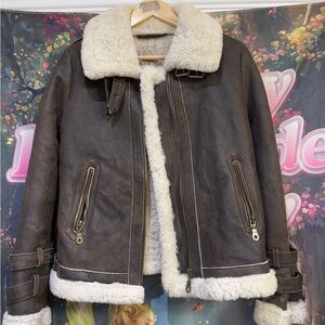 Wool leather brand new brown jacket